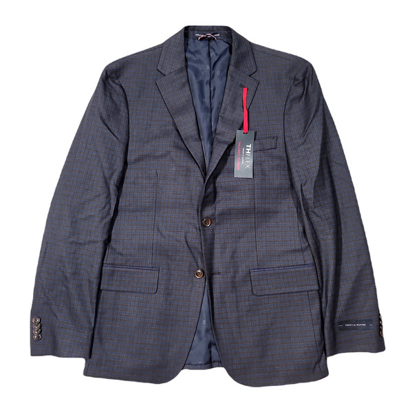 Tommy‎ Hilfiger Brown Blue Plaid Blazer Mens 38R 38 Modern-Fit - Picture 1 of 5